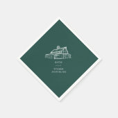 Serviette En Papier Rustic Grange Emerald Green Mariage de automne (Coin)