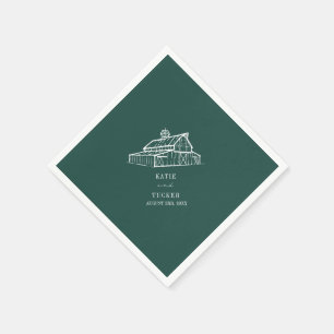Serviette En Papier Rustic Grange Emerald Green Mariage de automne