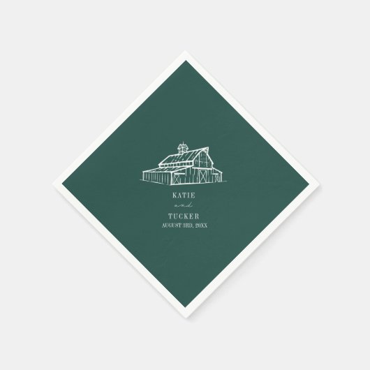 Serviette En Papier Rustic Grange Emerald Green Mariage de automne (Coin)