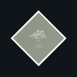 Serviette En Papier Rustic Grange Sage Green Mariage de automne agrico<br><div class="desc">Mariage RSVP avec illustration de grange rustique.</div>