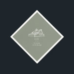 Serviette En Papier Rustic Grange Sage Green Mariage de automne agrico<br><div class="desc">Mariage RSVP avec illustration de grange rustique.</div>