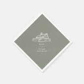 Serviette En Papier Rustic Grange Sage Green Mariage de automne agrico (Coin)