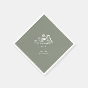 Serviette En Papier Rustic Grange Sage Green Mariage de automne agrico