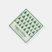 Serviette En Papier Rustic Green Beige Tree Motif Nom Fête (Coin)