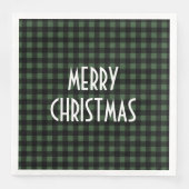 Serviette En Papier Rustic Green & Black Buffalo Plaid Joyeux Noël (Devant)