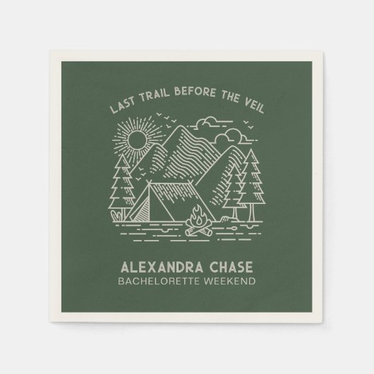 Serviette En Papier Rustic Green Camp Bachelorette Week-end (Devant)