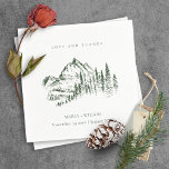 Serviette En Papier Rustic Green Pine Woods Mountain Sketch Mariage<br><div class="desc">Pour toute autre personnalisation ou tout autre élément correspondant,  n'hésitez pas à me contacter à l'adresse yellowfebstudio@gmail.com</div>