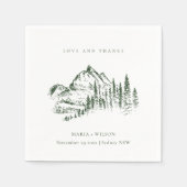 Serviette En Papier Rustic Green Pine Woods Mountain Sketch Mariage (Devant)