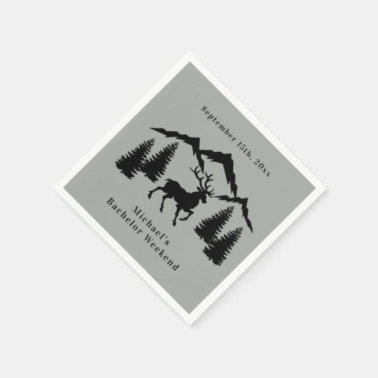 Serviette En Papier Rustic Grey Chasse Bachelor Week-end (Coin)