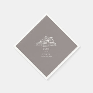Serviette En Papier Rustic Gris Gris Grange Mariage de automne