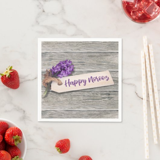 Serviette En Papier Rustic Happy Norooz Hyacinth - Papier Napkin (En situation)