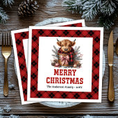 Serviette En Papier Rustic highland cow holiday napkins buffalo plaid