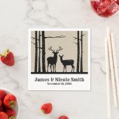 Serviette En Papier Rustic Homme Femme Doe Deer Black Birch Mariage (En situation)