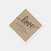 Serviette En Papier Rustic Kraft Fête de Mariage Personnalisée (Coin)