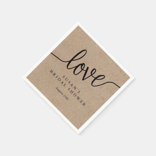 Serviette En Papier Rustic Kraft Fête de Mariage Personnalisée (Coin)