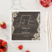 Serviette En Papier Rustic Lace Nothing Fancy Just Love Wedding Paper (En situation)