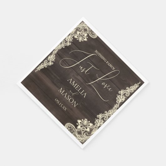 Serviette En Papier Rustic Lace Nothing Fancy Just Love Wedding Paper (Coin)