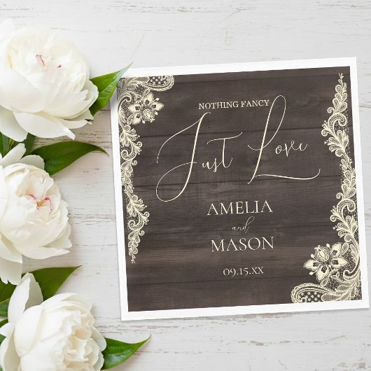 Serviette En Papier Rustic Lace Nothing Fancy Just Love Wedding Paper