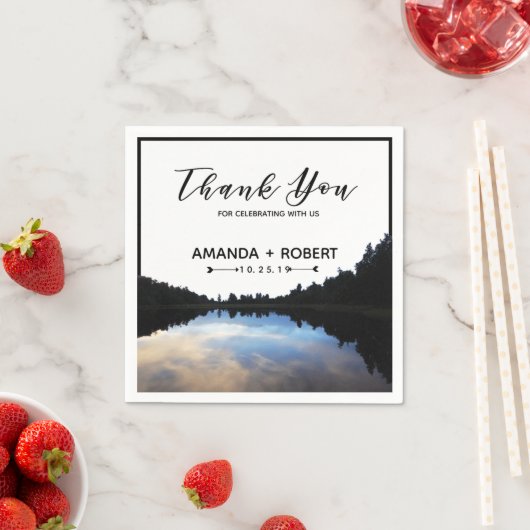 Serviette En Papier ©Rustic Lake Réflexions Lakeside Mariage Personnal (En situation)