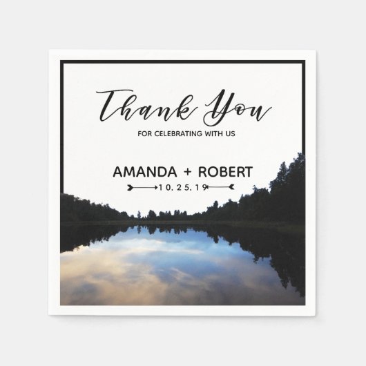 Serviette En Papier ©Rustic Lake Réflexions Lakeside Mariage Personnal (Devant)