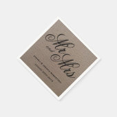 Serviette En Papier Rustic M. et Mme burlap mariage serviettes (Coin)