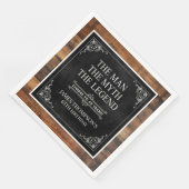 Serviette En Papier Rustic Man Myth Légende 65e anniversaire Noir (Coin)