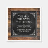 Serviette En Papier Rustic Man Myth Légende 65e anniversaire Noir (Devant)