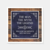 Serviette En Papier Rustic Man Myth Légende 80e anniversaire Marine Bl (Devant)