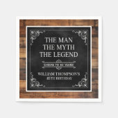 Serviette En Papier Rustic Man Myth Légende 85e anniversaire Noir (Devant)