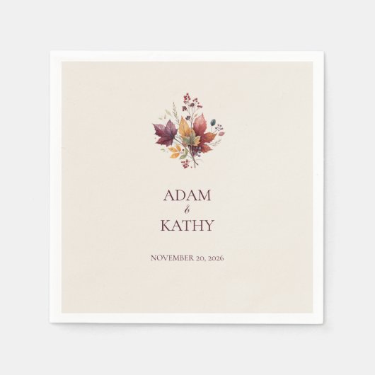 Serviette En Papier Rustic Maple Leaf Fall Wedding Napkin (Devant)