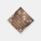 Serviette En Papier Rustic Mason Jar String Lumières Lace Love Merci (Coin)