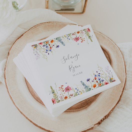 Serviette En Papier Rustic Meadow Botanical Wedding Napkin