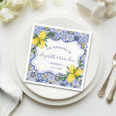 Serviette En Papier Rustic Mediterranean Tile Wedding with Lemons