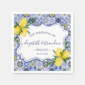 Serviette En Papier Rustic Mediterranean Tile Wedding with Lemons (Devant)