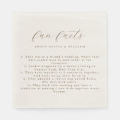 Serviette En Papier Rustic Modern Script Fun Facts Wedding (Devant)
