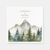 Serviette En Papier Rustic Mountain Forest Evergreen Tree Wedding (Devant)
