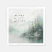Serviette En Papier Rustic Mountain Lake Misty Pines Modern Wedding (Devant)
