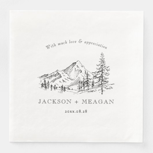 Serviette En Papier Rustic Mountain Woodland Mariage papier serviettes (Devant)