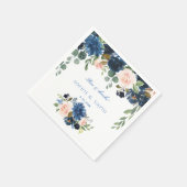 Serviette En Papier Rustic Navy Blue Blush Flowers Bloom Mariage (Coin)
