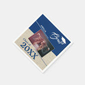 Serviette En Papier Rustic Navy Blue Graduate Photo Party (Coin)