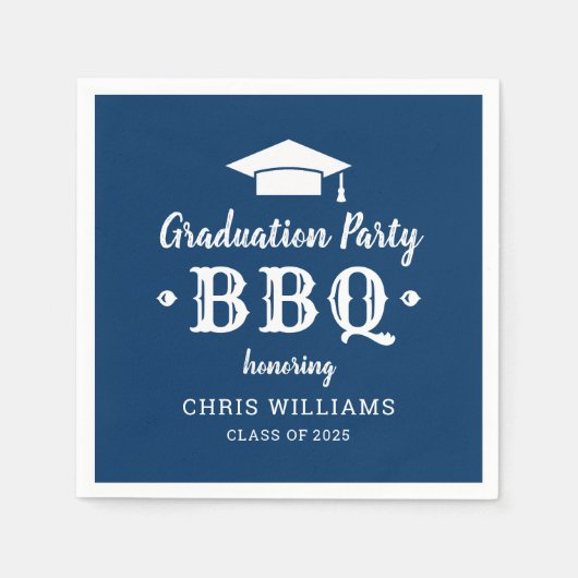 Serviette En Papier Rustic Navy Blue Graduation Party BBBQ Personnalis (Devant)