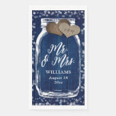 Serviette En Papier Rustic Navy Blue Mason Jar Wood Mr & Mrs Mariage (Devant)