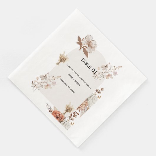 Serviette En Papier Rustic Neutral Wedding Table Numbers (Coin)