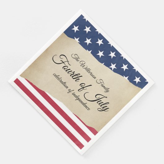 Serviette En Papier Rustic Parchment et American Flag 4 juillet (Coin)