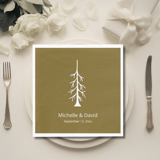 Serviette En Papier Rustic Pine Tree Woodland Casual Wedding Brown