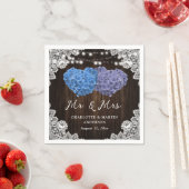 Serviette En Papier Rustic Purple et Blue M. et Mme Floral Mariage (En situation)