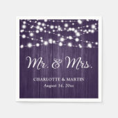 Serviette En Papier Rustic Purple M. et Mme Mariage Napkins (Devant)