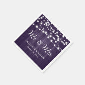 Serviette En Papier Rustic Purple M. et Mme Mariage Napkins (Coin)