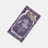 Serviette En Papier Rustic Purple Mason Jar Wood Mr & Mrs Mariage (Coin)