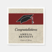 Serviette En Papier Rustic Red Félicitations Casquette diplômé (Devant)